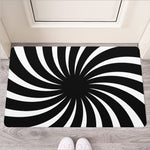 Black And White Vortex Swirl Print Rubber Doormat