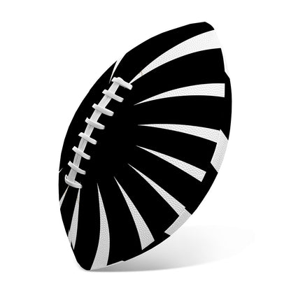 Black And White Vortex Swirl Print Rugby Ball