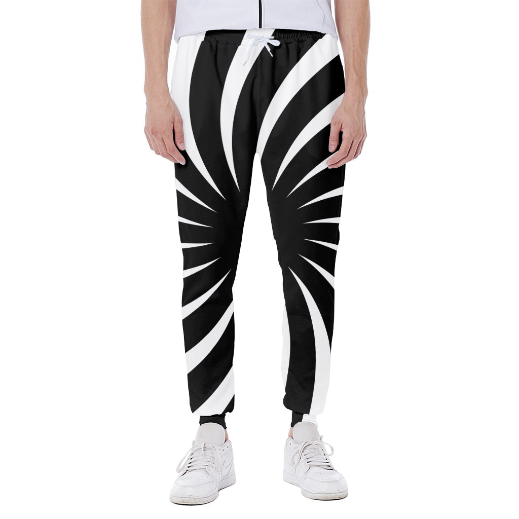 Black And White Vortex Swirl Print Scuba Joggers