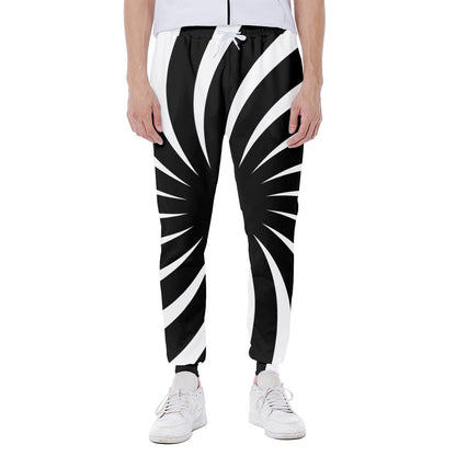 Black And White Vortex Swirl Print Scuba Joggers