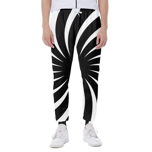 Black And White Vortex Swirl Print Scuba Joggers