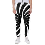 Black And White Vortex Swirl Print Scuba Joggers