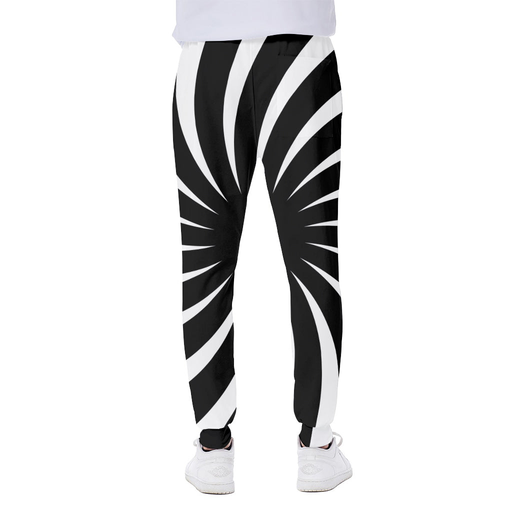 Black And White Vortex Swirl Print Scuba Joggers
