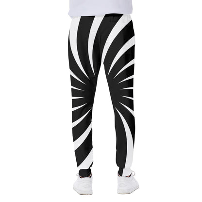 Black And White Vortex Swirl Print Scuba Joggers