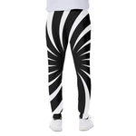 Black And White Vortex Swirl Print Scuba Joggers