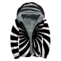 Black And White Vortex Swirl Print Sherpa Lined Zip Up Hoodie