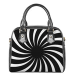 Black And White Vortex Swirl Print Shoulder Handbag