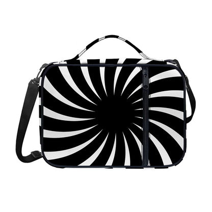 Black And White Vortex Swirl Print Shoulder Strap Bible Bag