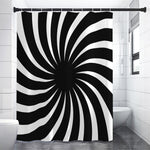 Black And White Vortex Swirl Print Shower Curtain