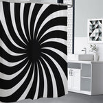Black And White Vortex Swirl Print Shower Curtain