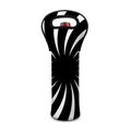 Black And White Vortex Swirl Print Single Neoprene Wine Tote