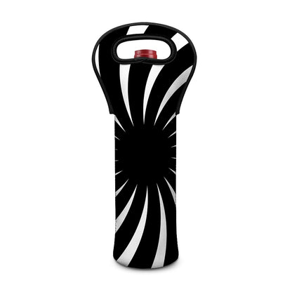 Black And White Vortex Swirl Print Single Neoprene Wine Tote