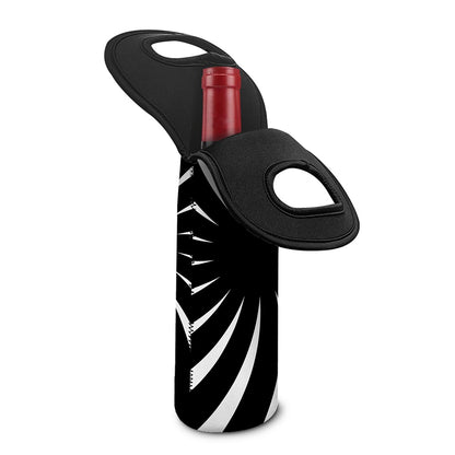 Black And White Vortex Swirl Print Single Neoprene Wine Tote