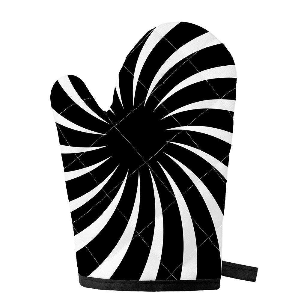 Black And White Vortex Swirl Print Single Oven Mitt