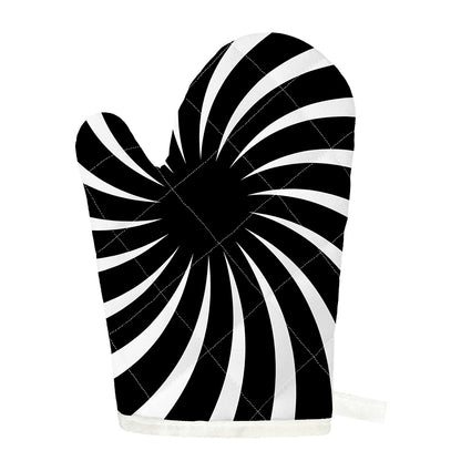 Black And White Vortex Swirl Print Single Oven Mitt