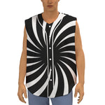Black And White Vortex Swirl Print Sleeveless Baseball Jersey