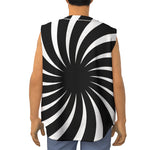 Black And White Vortex Swirl Print Sleeveless Baseball Jersey
