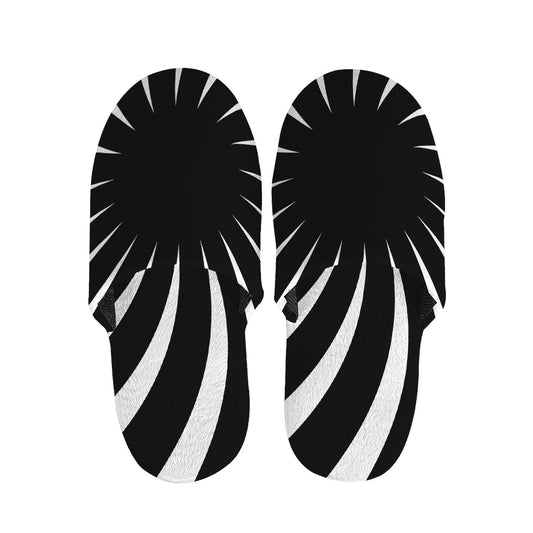 Black And White Vortex Swirl Print Slippers