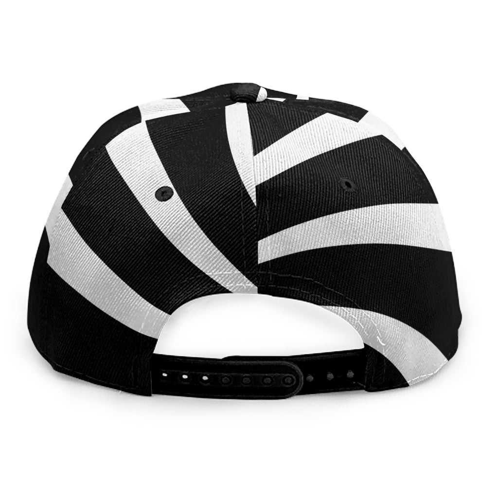Black And White Vortex Swirl Print Snapback Cap