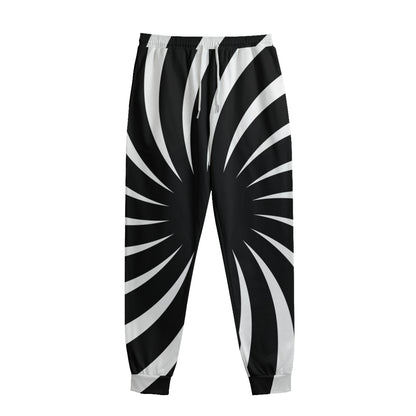 Black And White Vortex Swirl Print Sweatpants