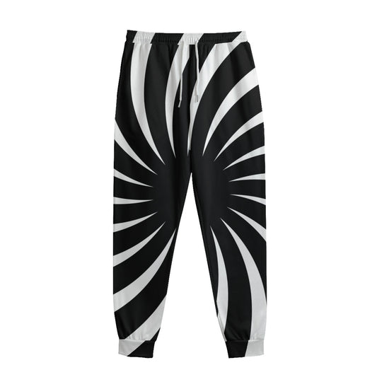 Black And White Vortex Swirl Print Sweatpants