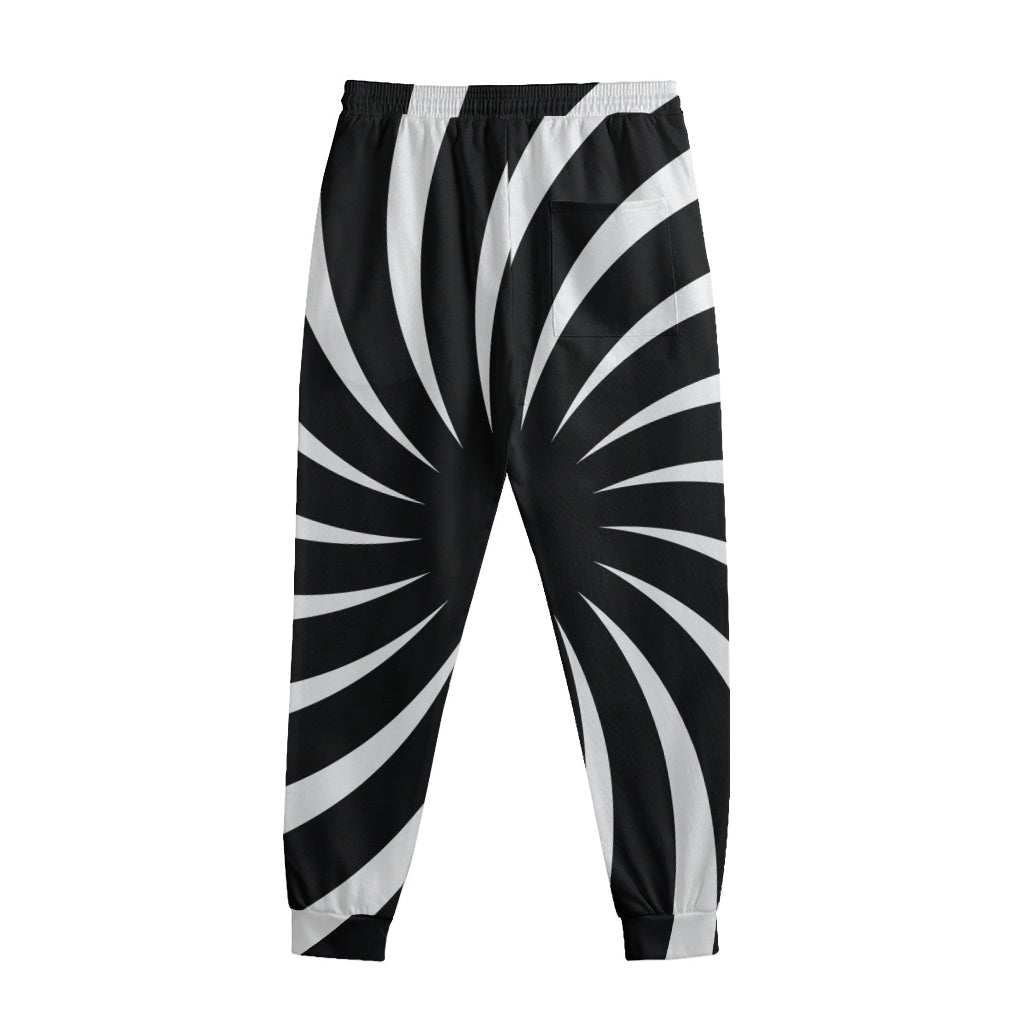 Black And White Vortex Swirl Print Sweatpants
