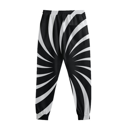 Black And White Vortex Swirl Print Sweatpants