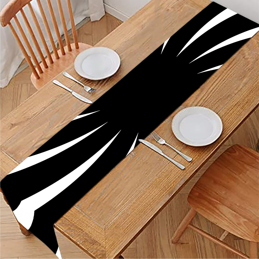 Black And White Vortex Swirl Print Table Runner