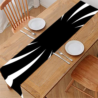 Black And White Vortex Swirl Print Table Runner
