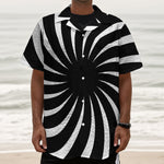 Black And White Vortex Swirl Print Textured Short Sleeve Shirt