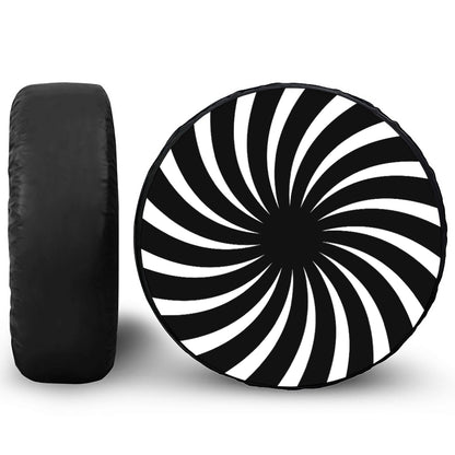 Black And White Vortex Swirl Print Tire Cover