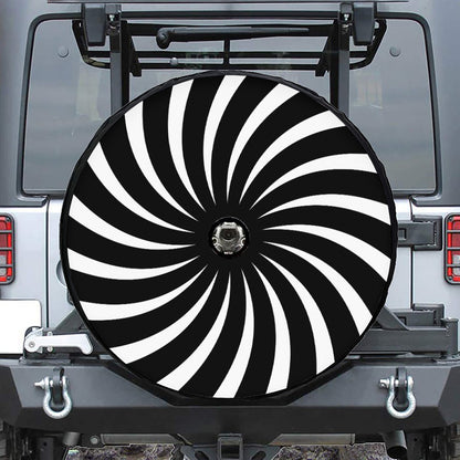 Black And White Vortex Swirl Print Tire Cover With Camera Hole