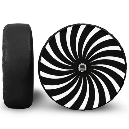 Black And White Vortex Swirl Print Tire Cover With Camera Hole