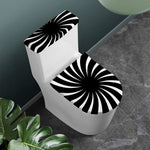 Black And White Vortex Swirl Print Toilet Lid And Tank Cover Set