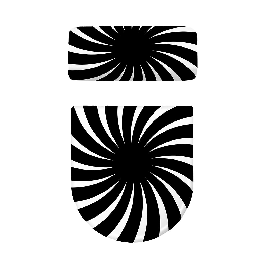 Black And White Vortex Swirl Print Toilet Lid And Tank Cover Set