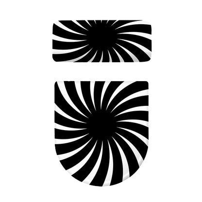 Black And White Vortex Swirl Print Toilet Lid And Tank Cover Set