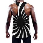 Black And White Vortex Swirl Print Training Tank Top