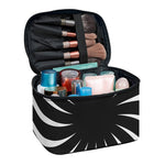 Black And White Vortex Swirl Print Travel Makeup Bag