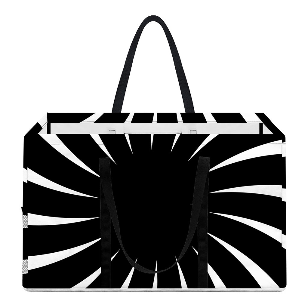 Black And White Vortex Swirl Print Utility Tote Bag