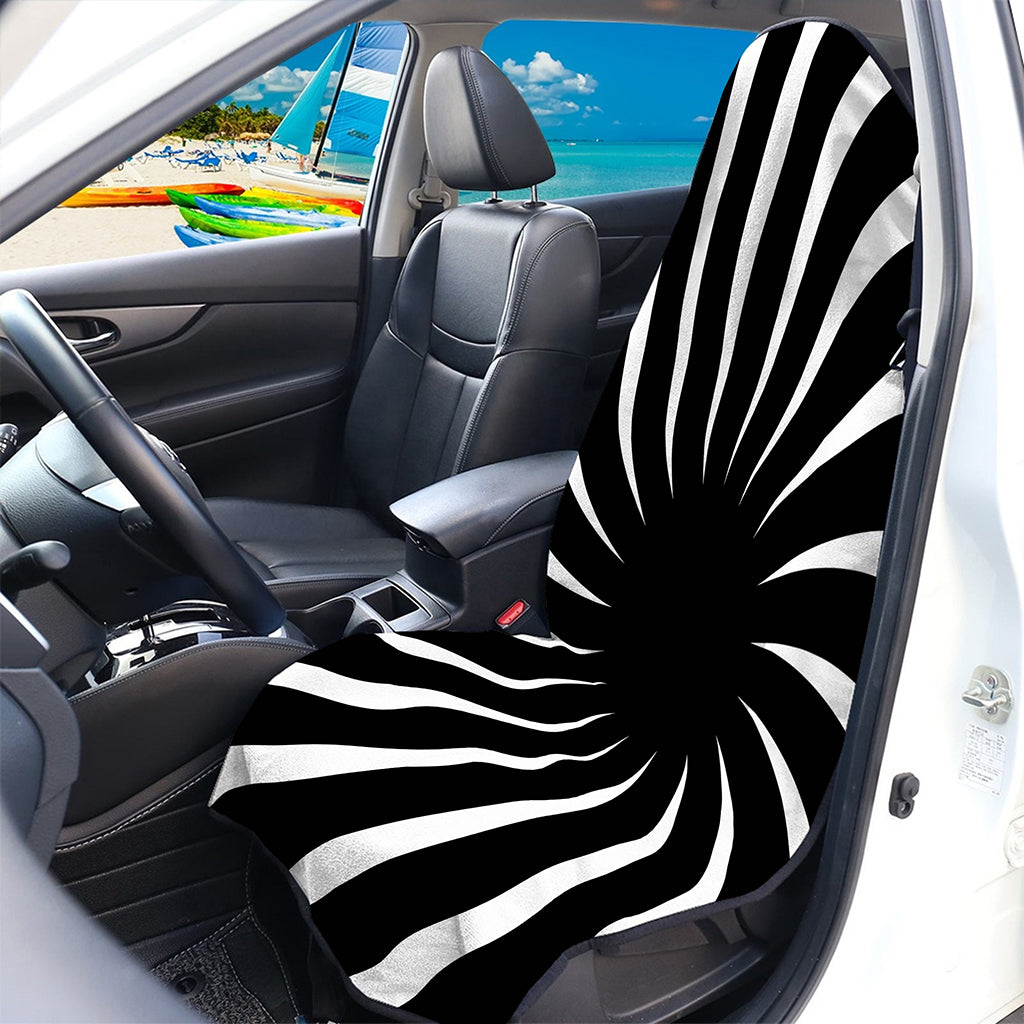 Black And White Vortex Swirl Print Waterproof Car Seat Cover