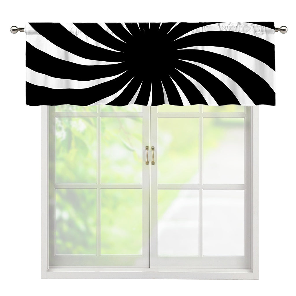 Black And White Vortex Swirl Print Window Valance