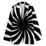 Black And White Vortex Swirl Print Women's Blazer