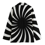 Black And White Vortex Swirl Print Women's Blazer