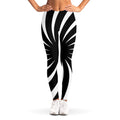 Black And White Vortex Swirl Print Women's Leggings