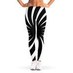 Black And White Vortex Swirl Print Women's Leggings