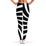 Black And White Vortex Swirl Print Women's Leggings