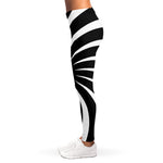 Black And White Vortex Swirl Print Women's Leggings