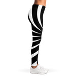Black And White Vortex Swirl Print Women's Leggings