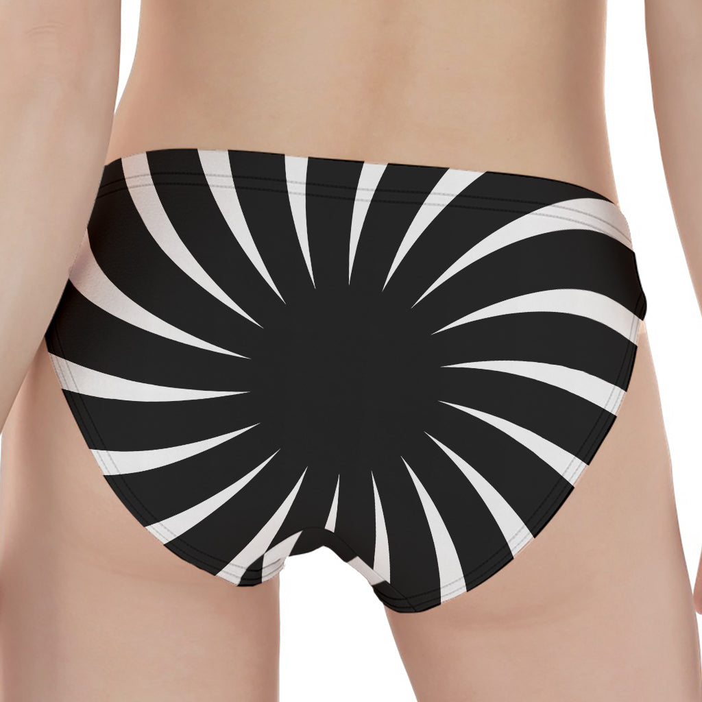 Black And White Vortex Swirl Print Women's Panties