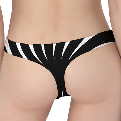 Black And White Vortex Swirl Print Women's Thong